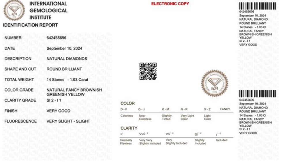 Diamantes com certificado IGI