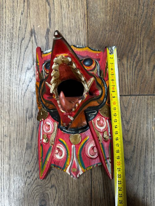 Maska plemienna z drewna, ręcznie robiona, Tajlandia