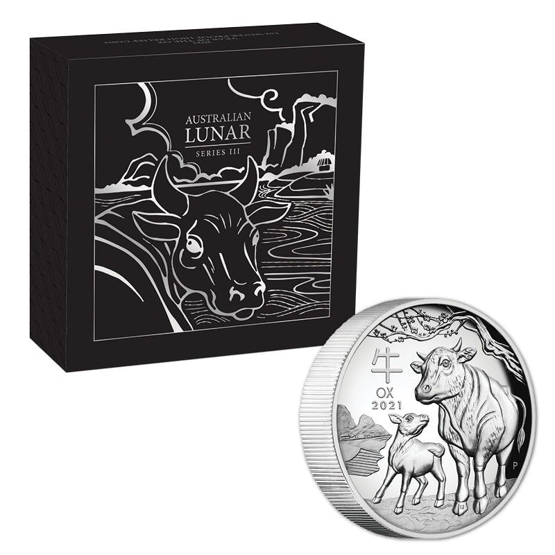 Срібна монета Австралії Lunar III - Рік Бика 2021 Australian Lunar Ox