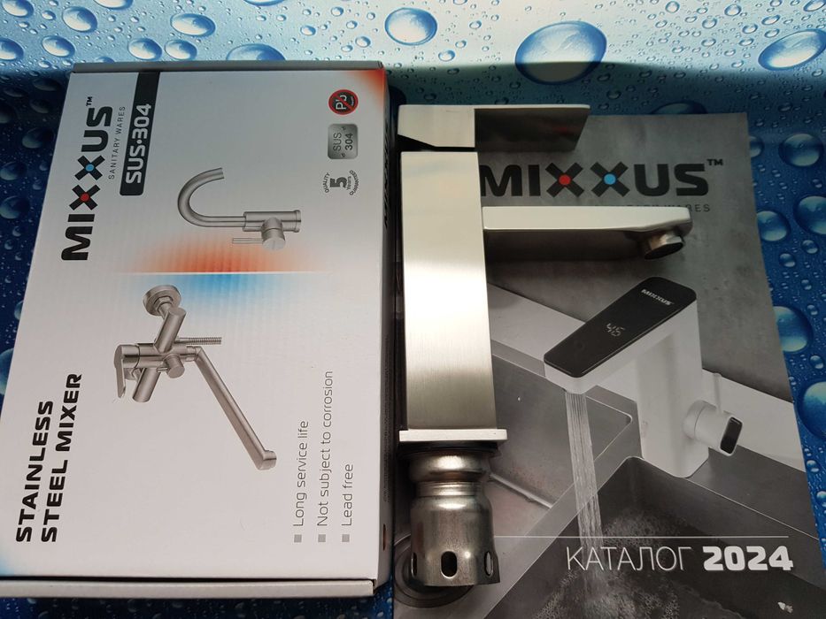 Смеситель змiшувач для умывальника MIXXUS Kub-001 нержавейка