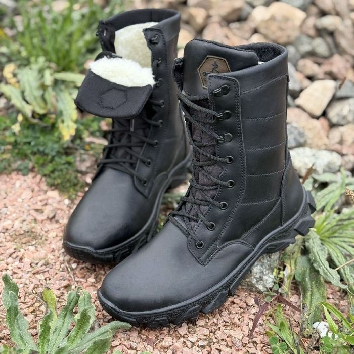 Берці зимові чоловічі шкіряні на хутрі EVO Spartan 36-46р Койот Чорні