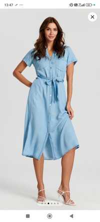 Sukienka Sinsay, XL, nowa, lyocell, sukienka letnia, błękitna