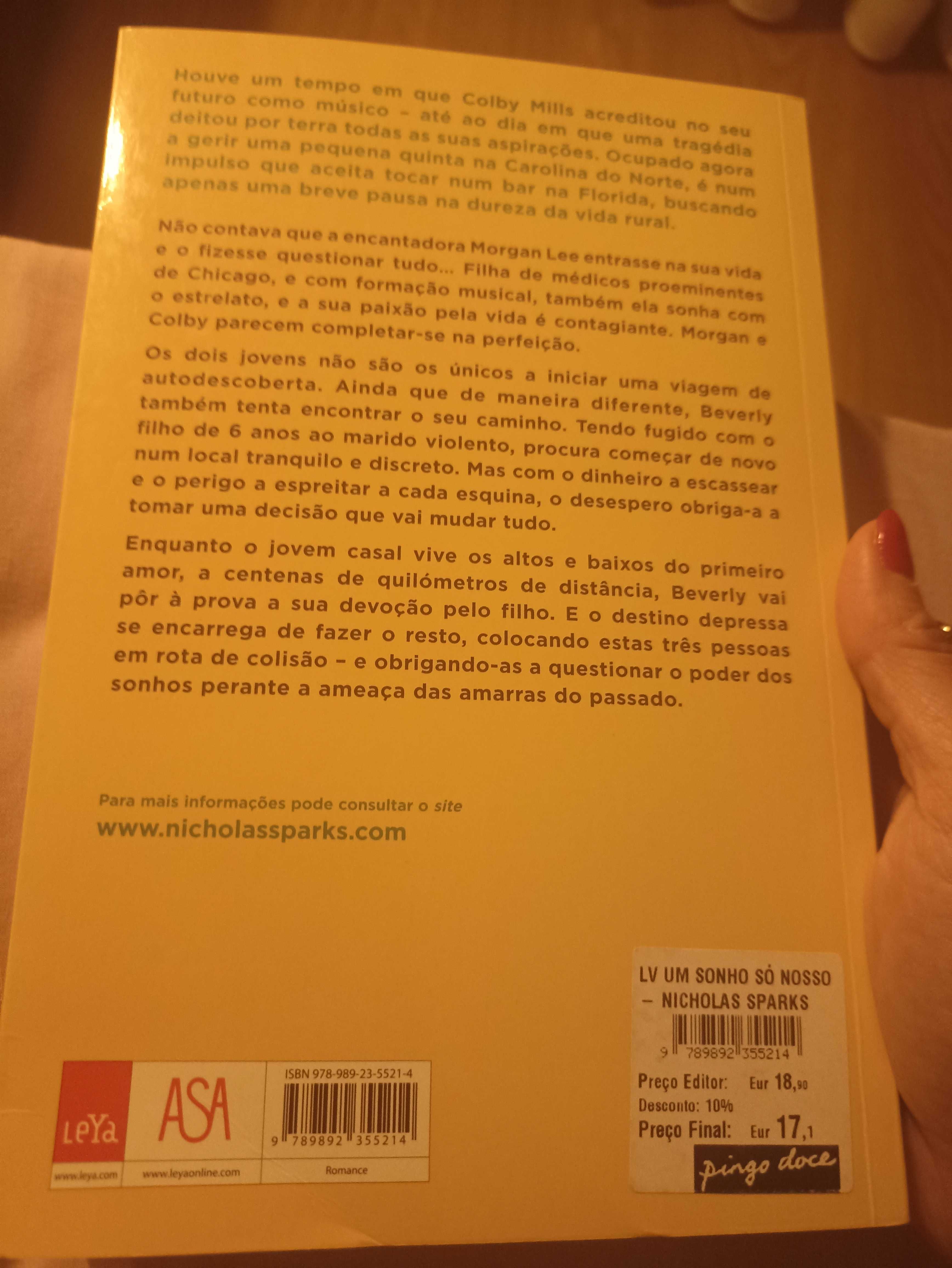 Livro Nicholas Sparks um sonho só nosso