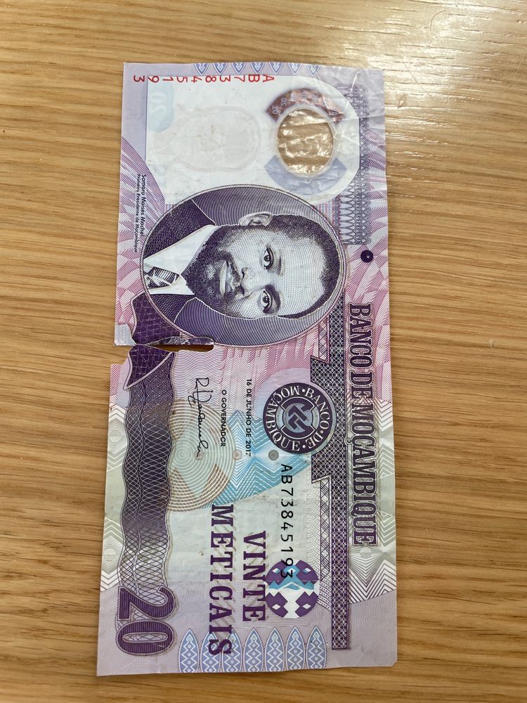 Banknot 20 meticais Mozambik Afryka 2017 afrykańskie