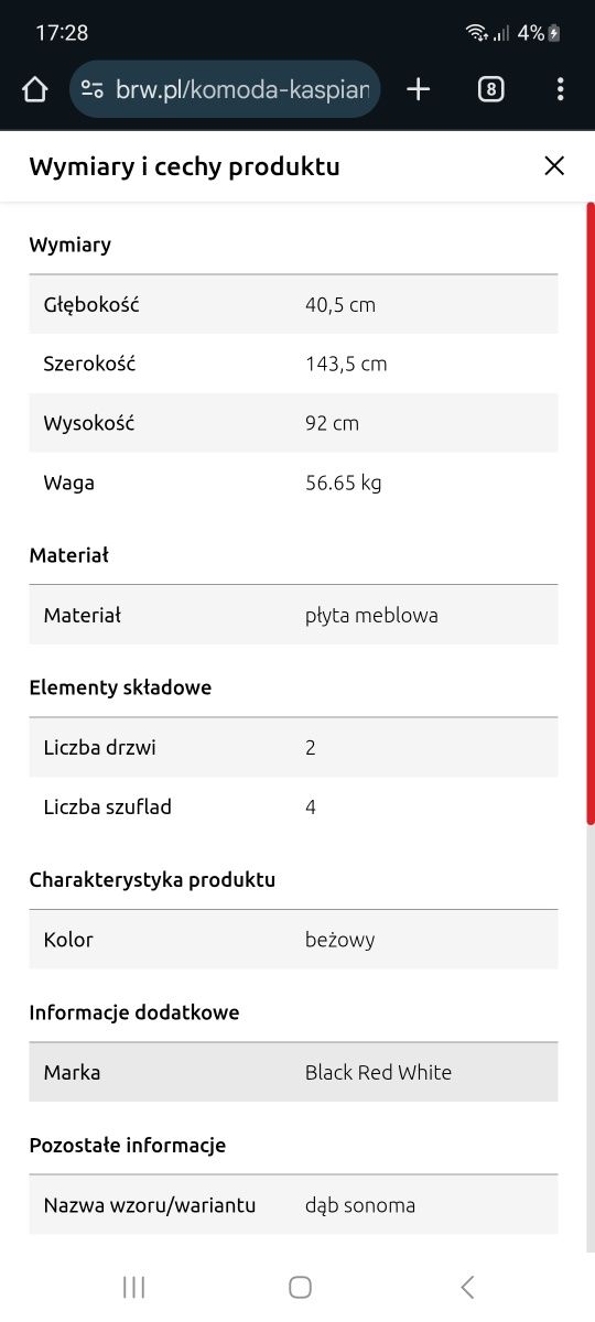 Komoda BRW Kaspian