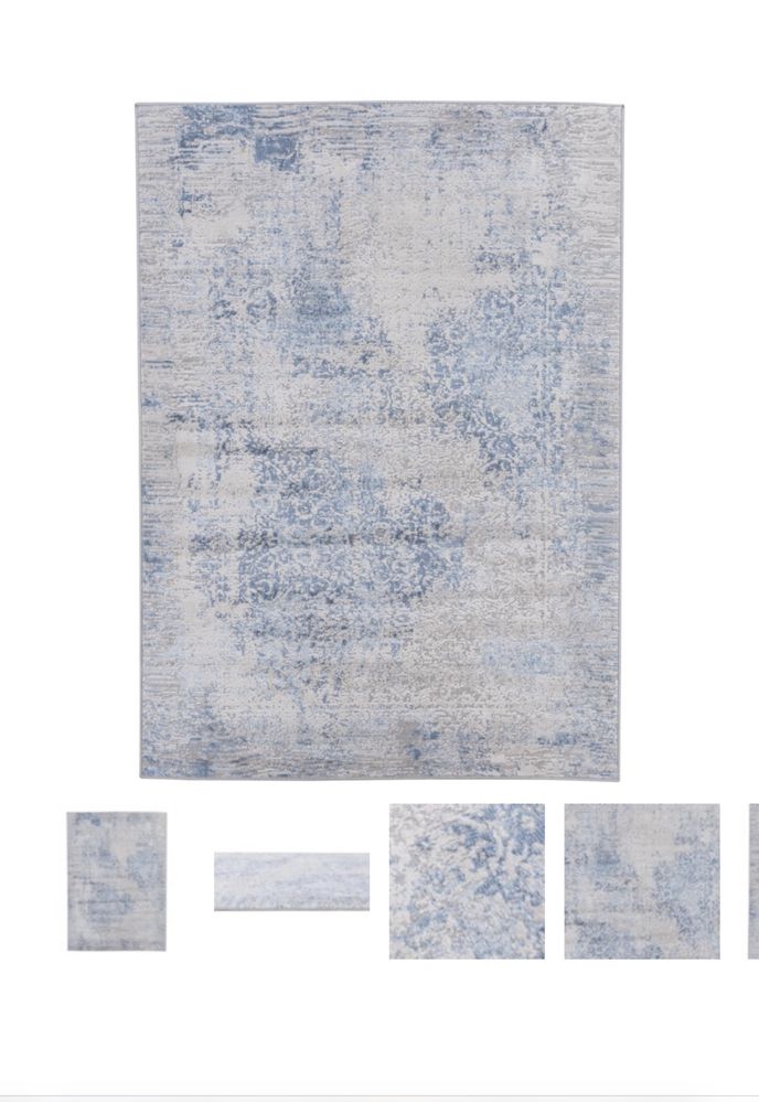 Nowy dywan z krótkim włosiem szaro niebieski 150x80