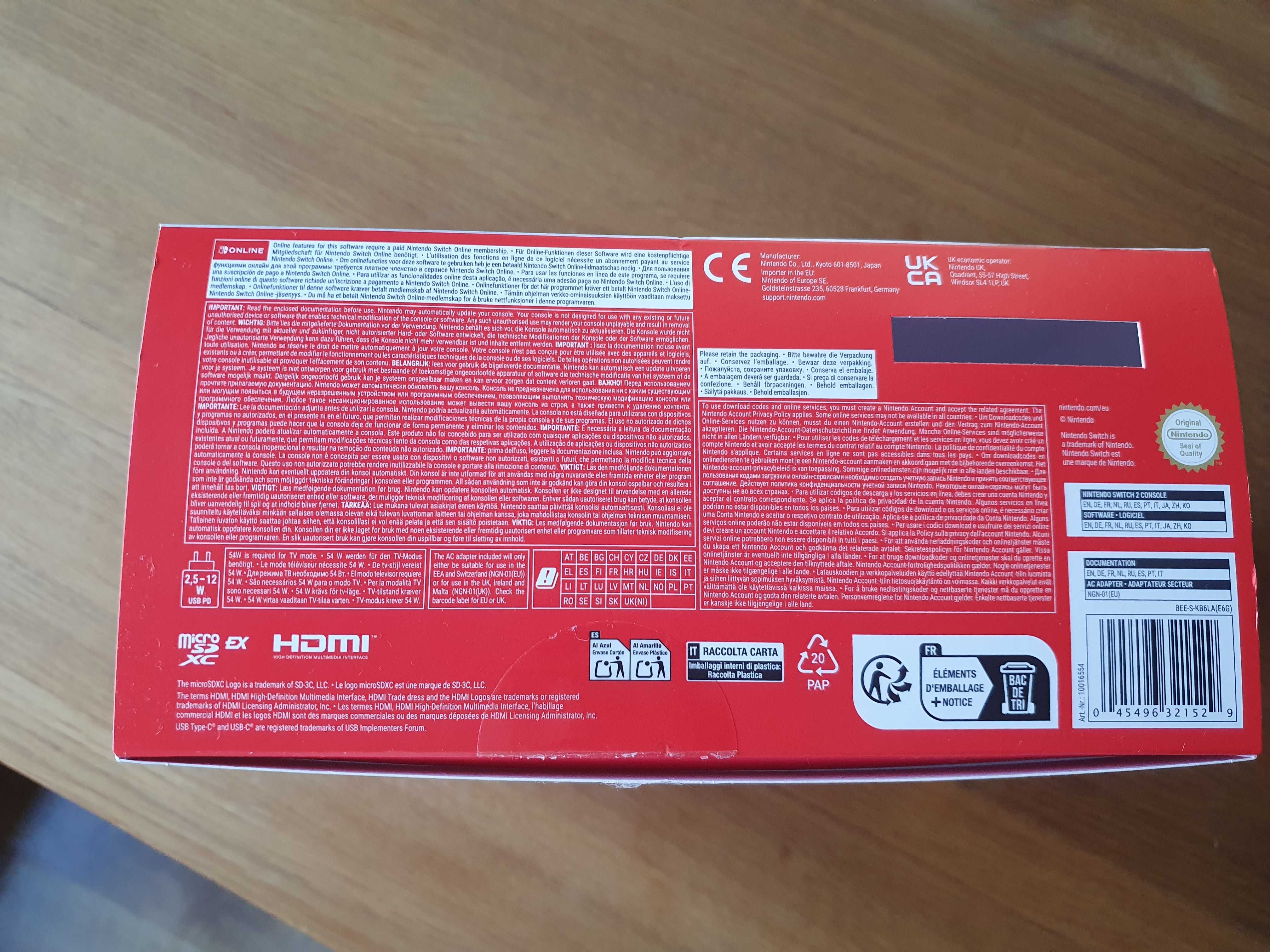 Puste pudełko po Nintendo Switch 2