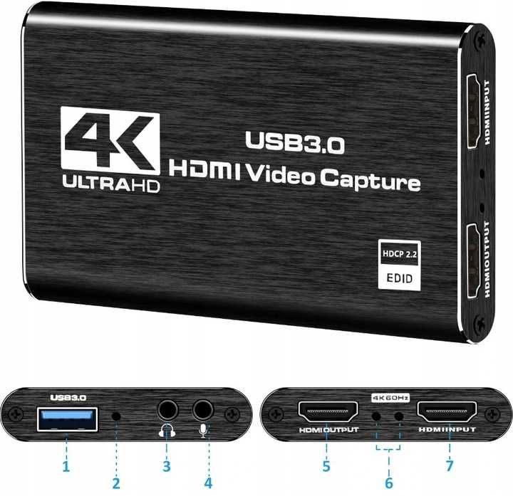 USB 3.0 - Grabber Nagrywarka Obrazu PC HDMI 4K OBS