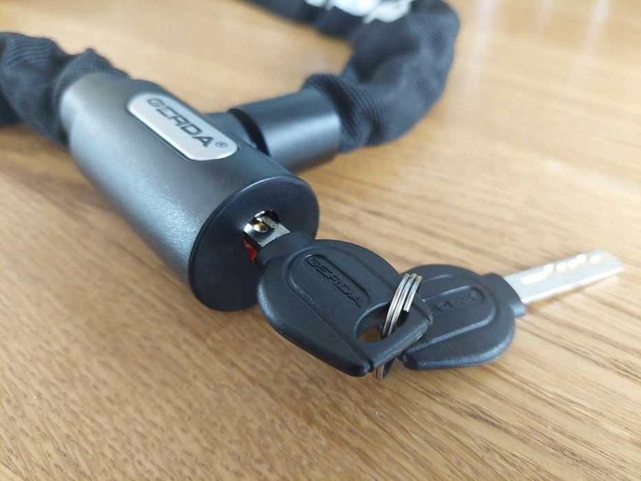 NOWE Zabezpieczenie GERDA Łańcuchowe do roweru 90cm Zapinka MOCNE