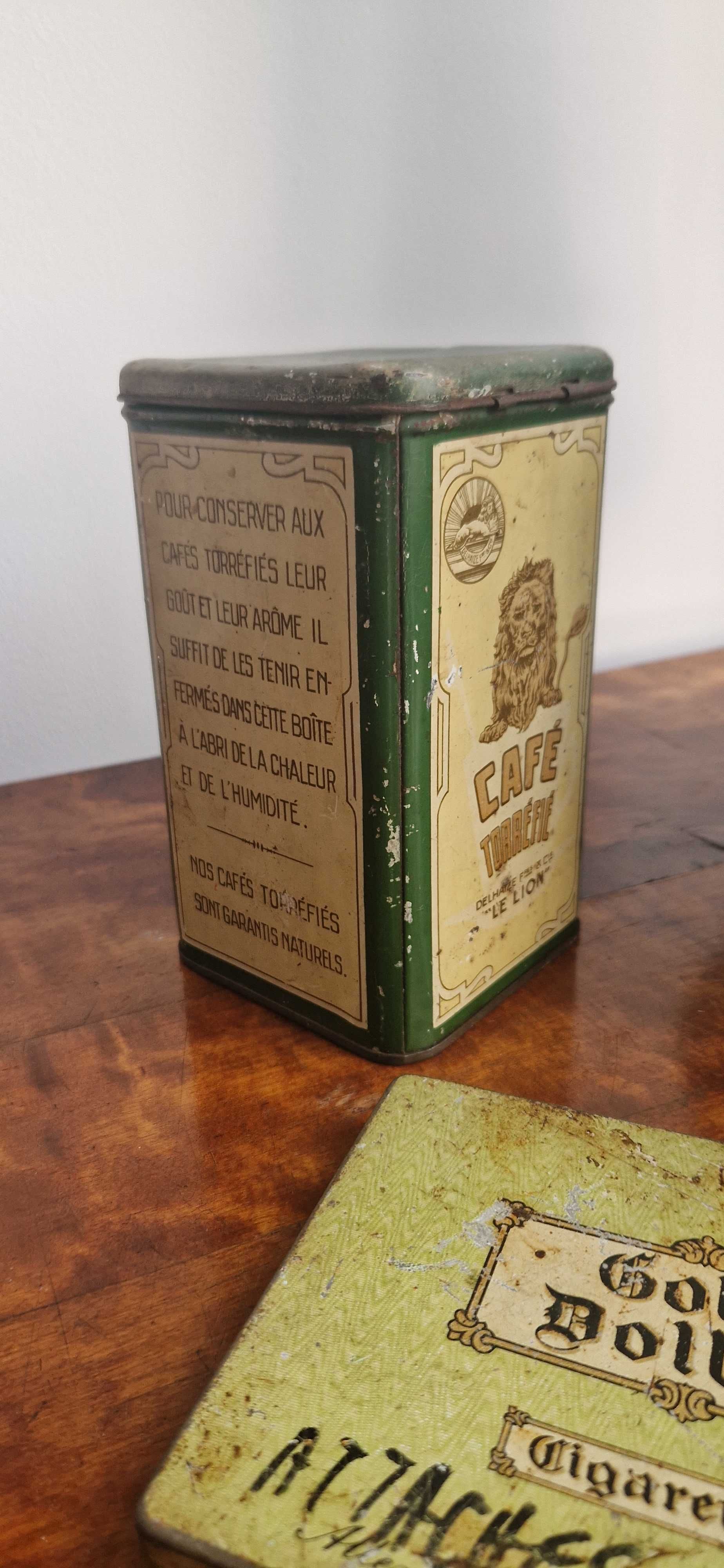 Stare metalowe puszki pojemniki antyk dekor kawa cygara USA