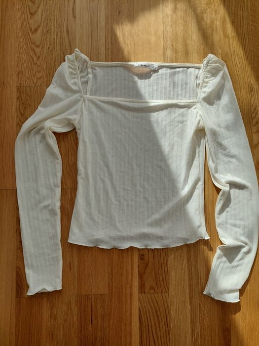 Crop top z długim rękawem I dekoltem kwadrat XS, S