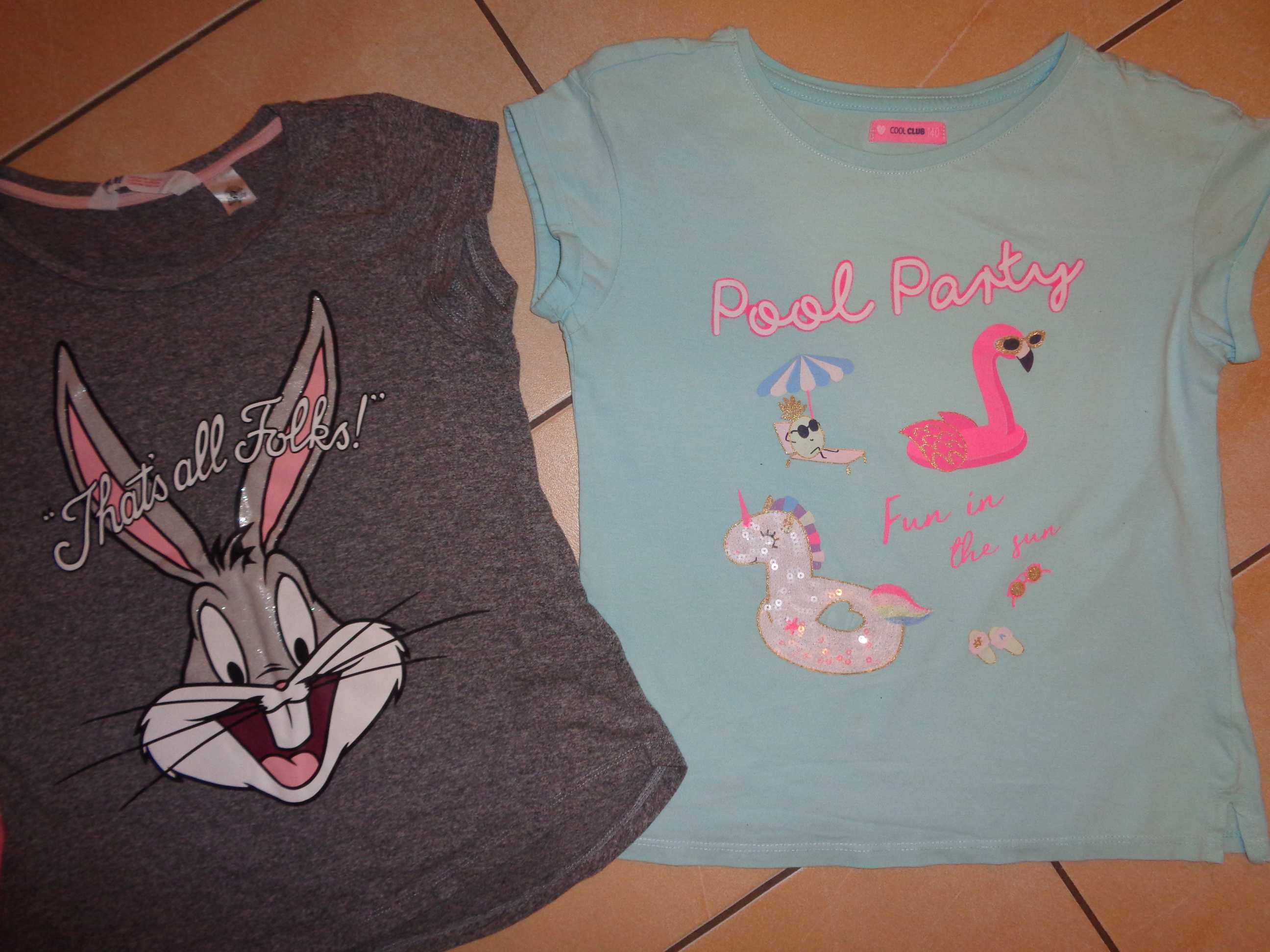 3x koszulki krótki rękaw OKAZJA Next H&M Cool Club Królik Bugs Unicorn