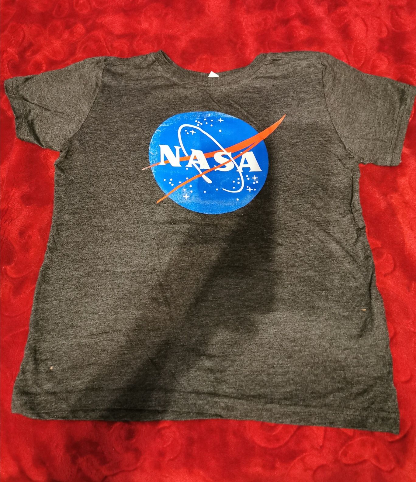 T-shirt szary z aplikacją  NASA
