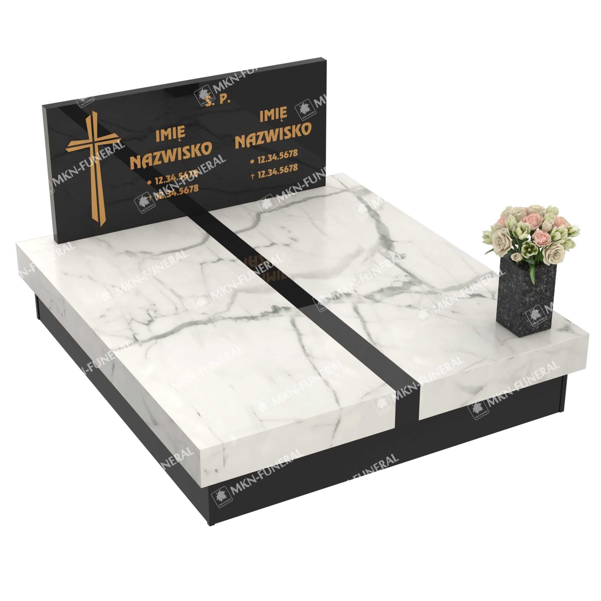 Solidne i eleganckie nagrobki kompozytowe, podwójne.