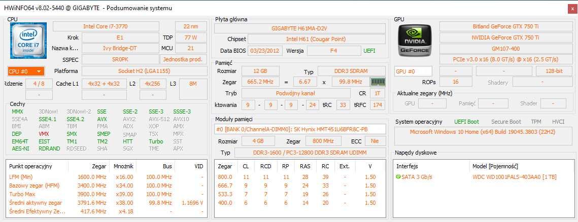 Komputer Intel Core i7 3770 |12GB RAM|GTX 750Ti|HDD 1TB