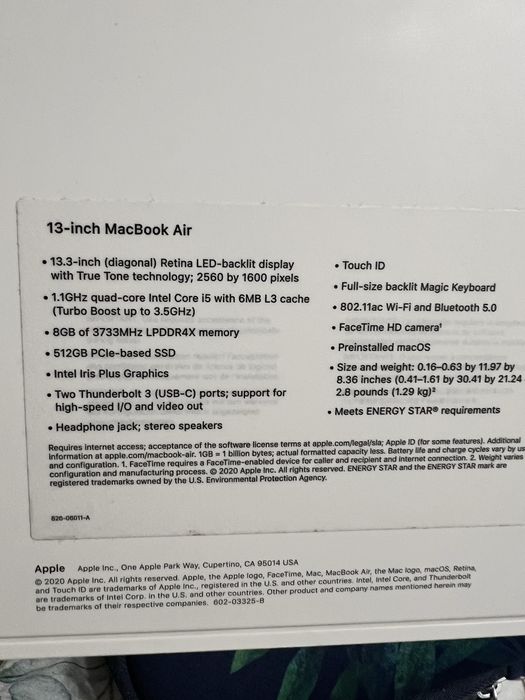 MacBook Air 13” (2020, i5, 8/512 GB)