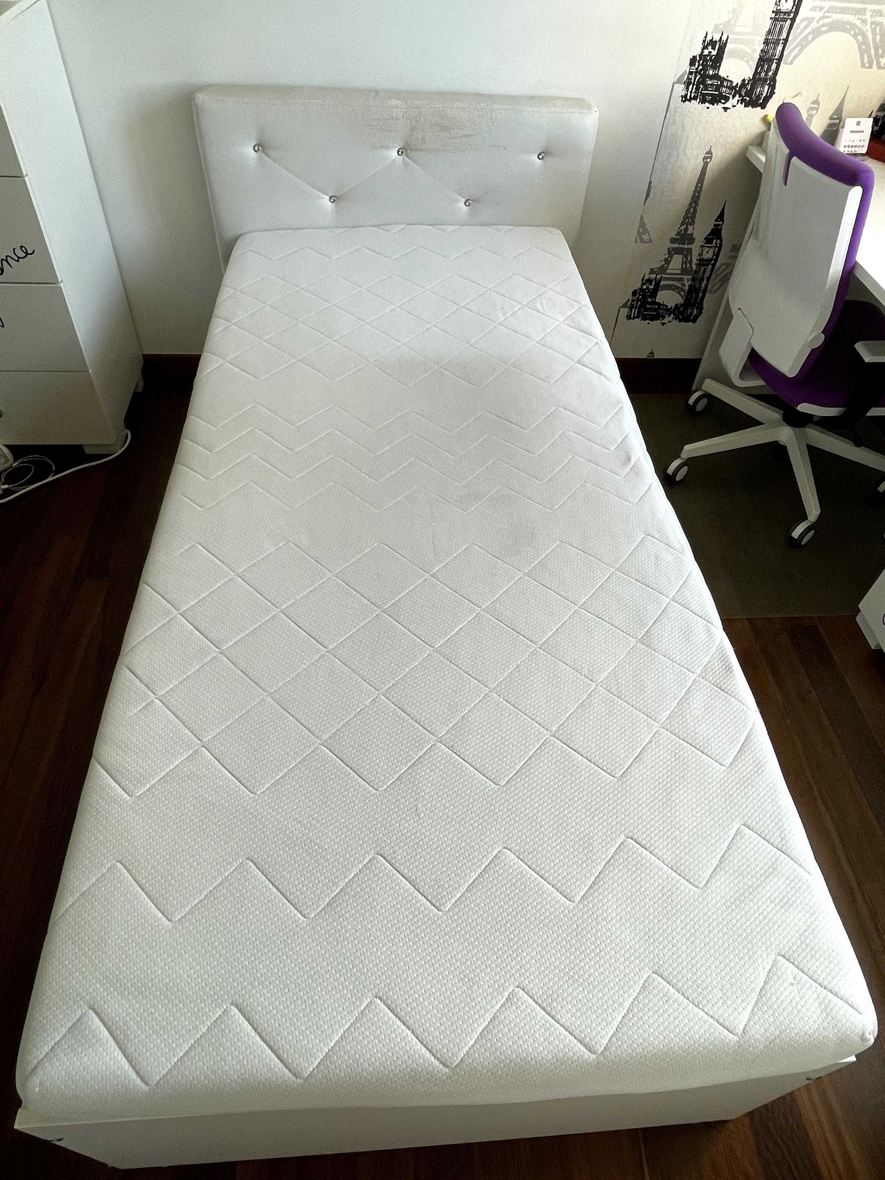 Łóżko tapicerowane 90x200 + materac +szuflada Meblik