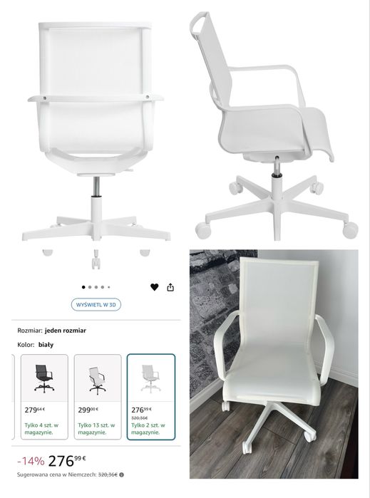 Nowy designerski fotel biurowy TOPSTAR Sitness Life 40 – biały mat