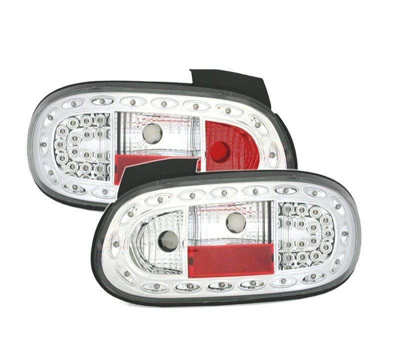 FAROLINS TRASEIROS MAZDA MX 5 98-05 LED FUNDO CROMADOS