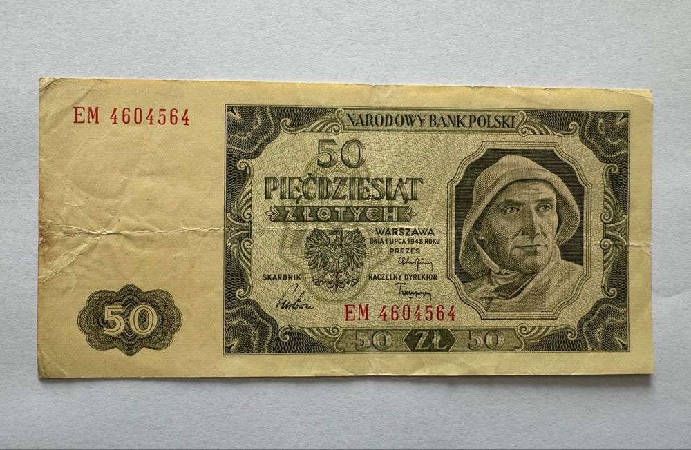 Stary banknot 50zl 1948r seria em