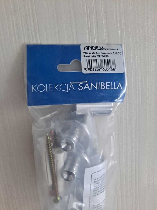 Nowy wieszak łazienkowy na ręcznik 4-hakowy ANDEX 512/CC Sanibella