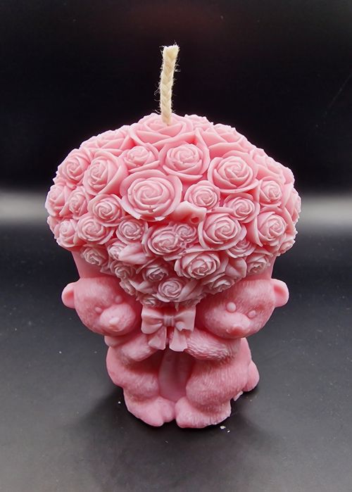 Świeczka sojowa zapachowa ozdobna miś z serduszkiem walentynki serce