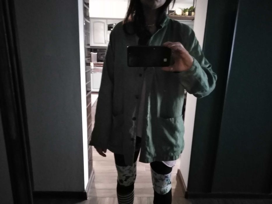 kurtka lniana dwustronna styl koszulowy