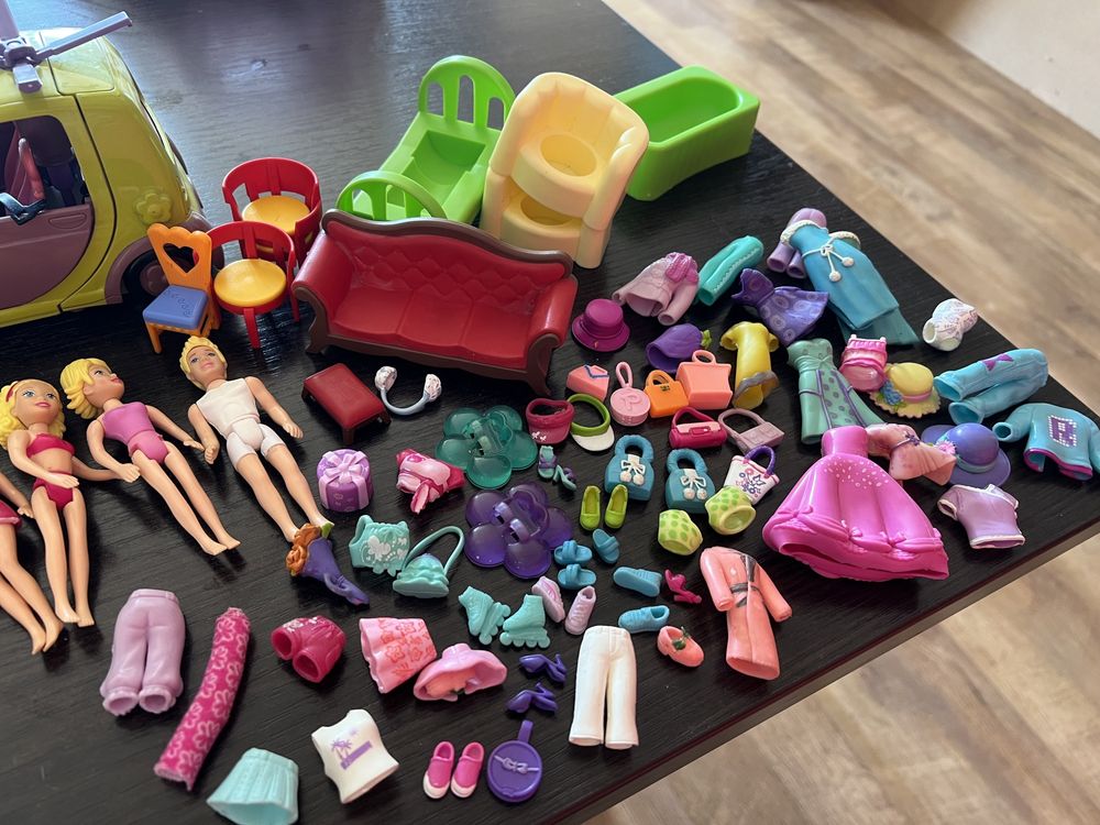 Duży zestaw Polly pocket z samochodem