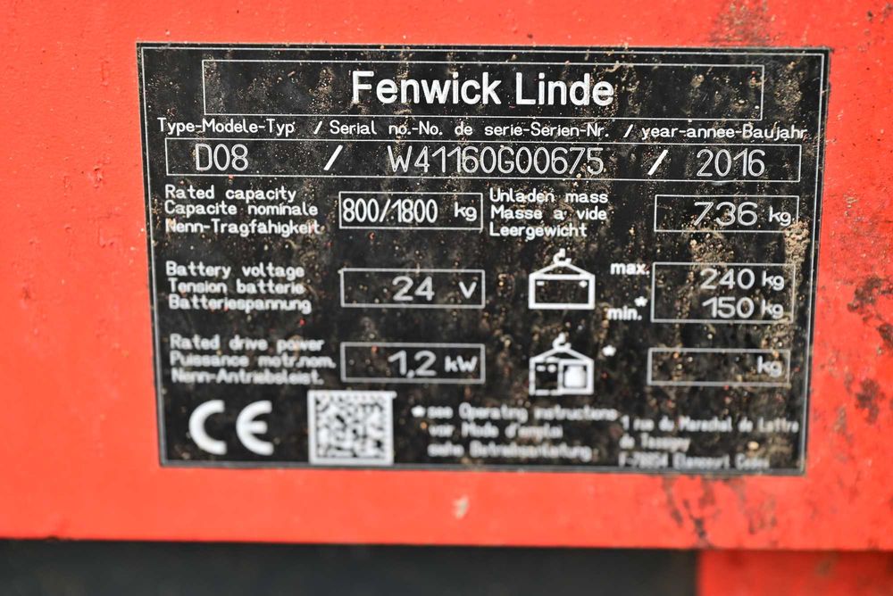 Paleciak elektryczny Linde D08 2016rok Wstępne podnoszenie FHP 374