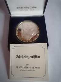 Medal z CERTYFIKATEM próba 999-Franz Josef Strauss UNIKAT