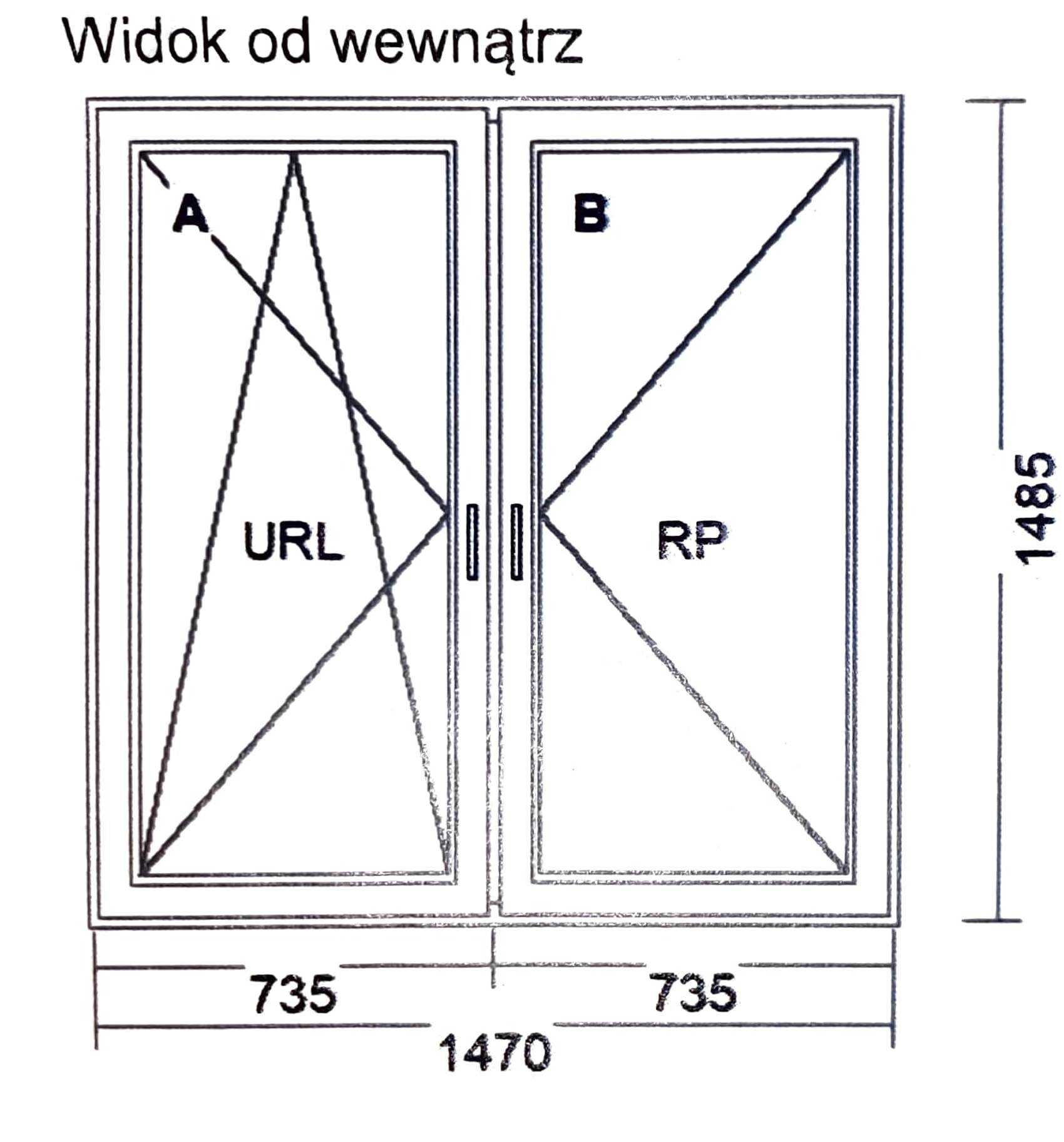 Okna rozwierno-uchylne + rozwierne 1470x1485