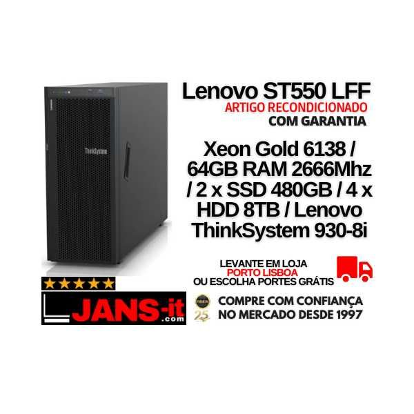 LENOVO ST550 LFF 6138 1P 16GB 2XSSD 480GB + 4XHDD 8TB TS 930-8i