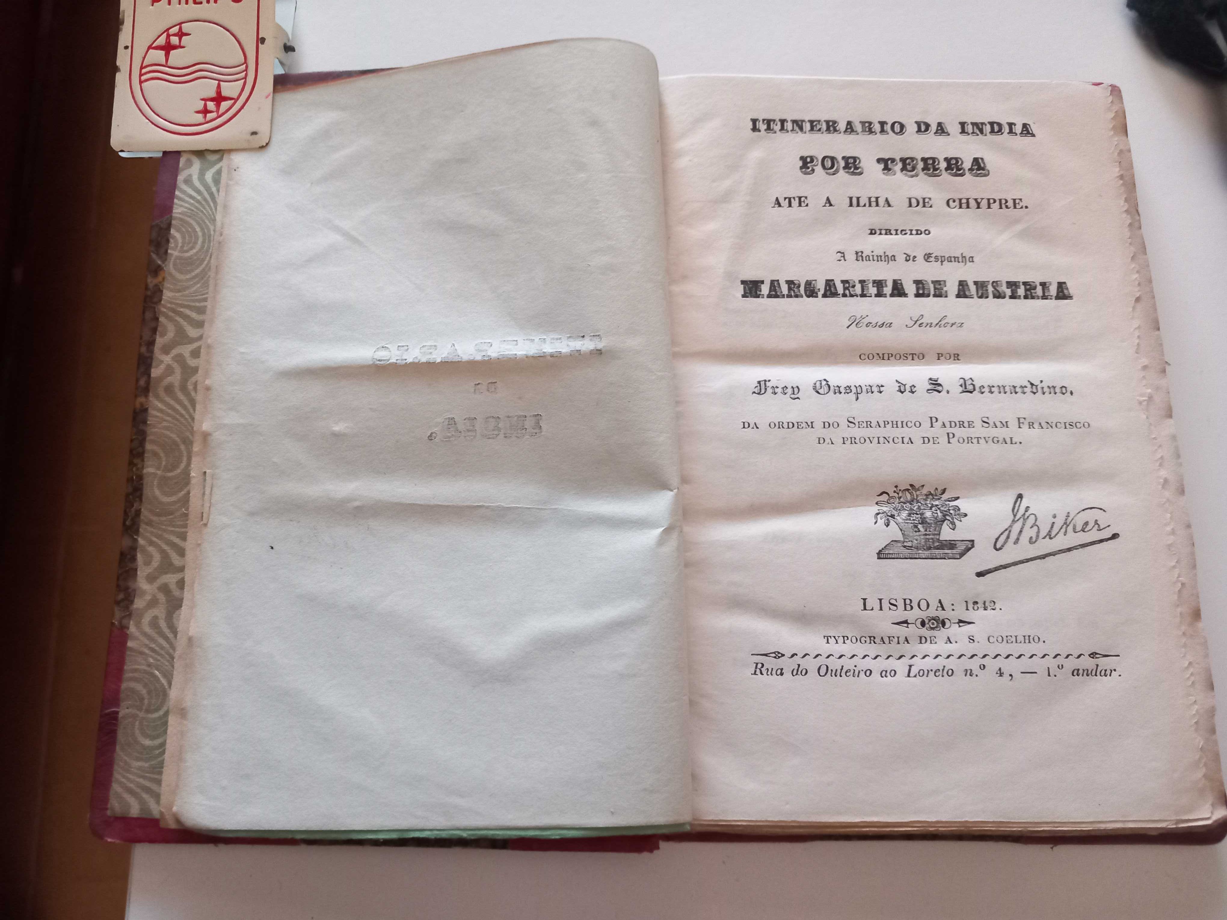 Frei Gaspar de S. Bernardino - Viagem India / Chipre - 1842 - RARO