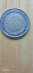 Moneta 2 Euro z 2007 król Albert ll Belgia. Moneta zdecentrowana