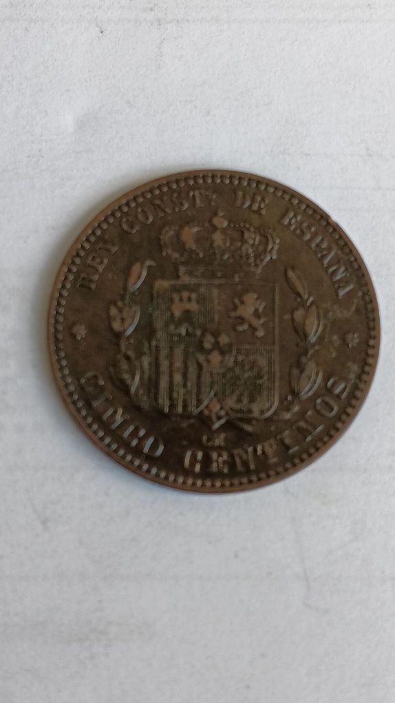 Moeda de 5 cêntimos de 1879 de Espanha