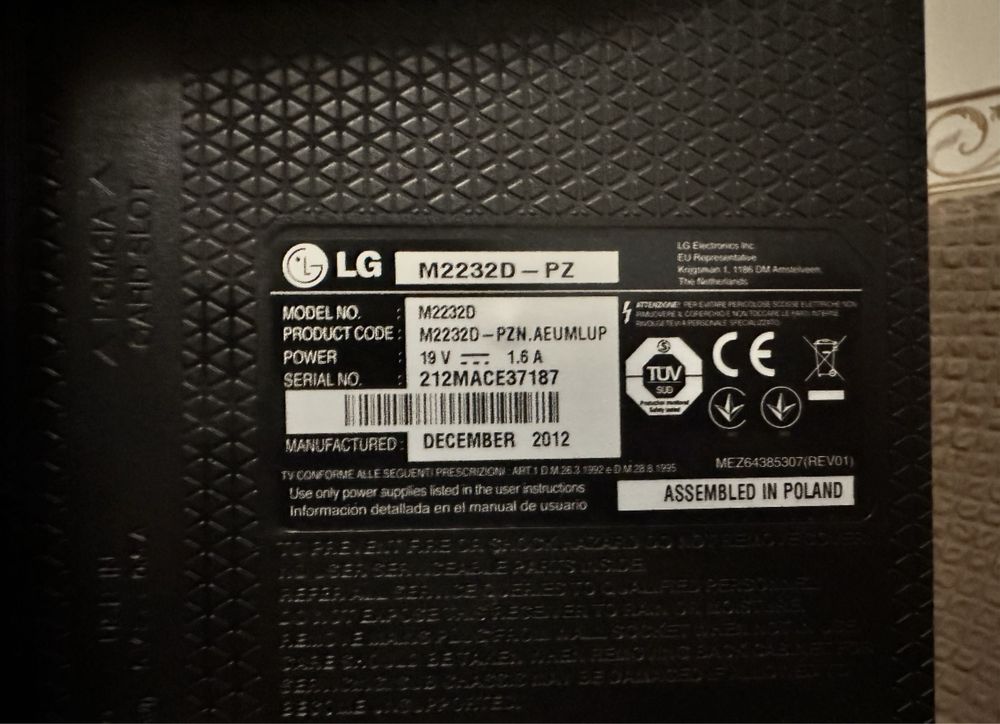 Телевізор Монітор LG M2232D-PJ