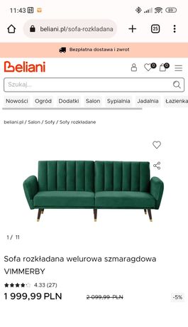 Sofa/kanapa rozkładana Beliani