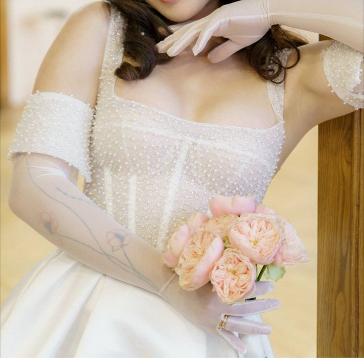 Сукня на розпис Весільна сукня Rosie Etienne Міні-сукня з атласу UK 6