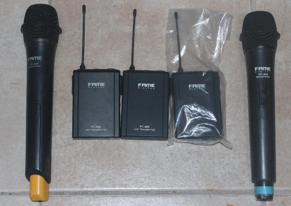 5 Recetores Fame R-400 UHF + 2 mic + 3 emissores