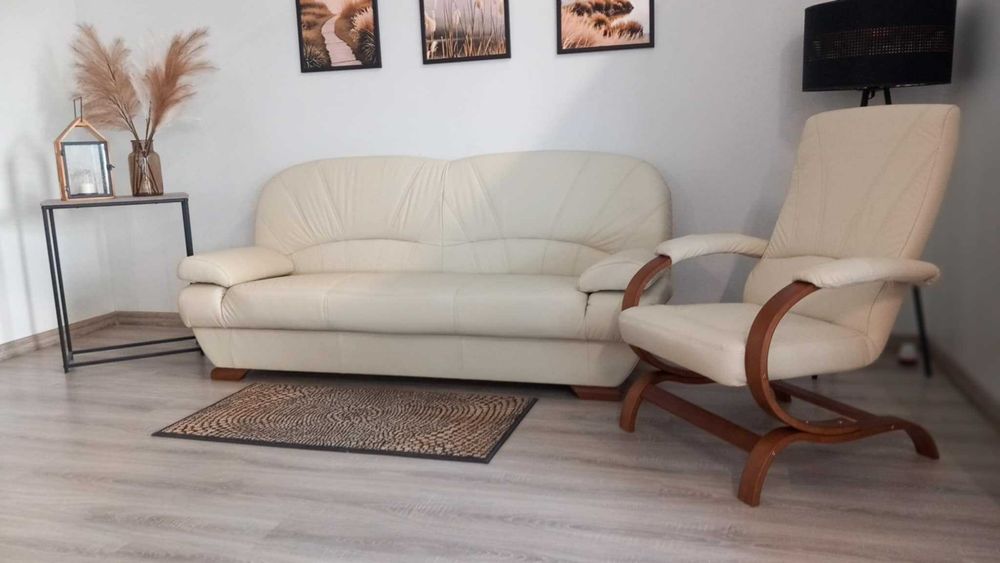 Kpl kanapa Porto z Finką ze skóry naturalnej  dostępne od ręki