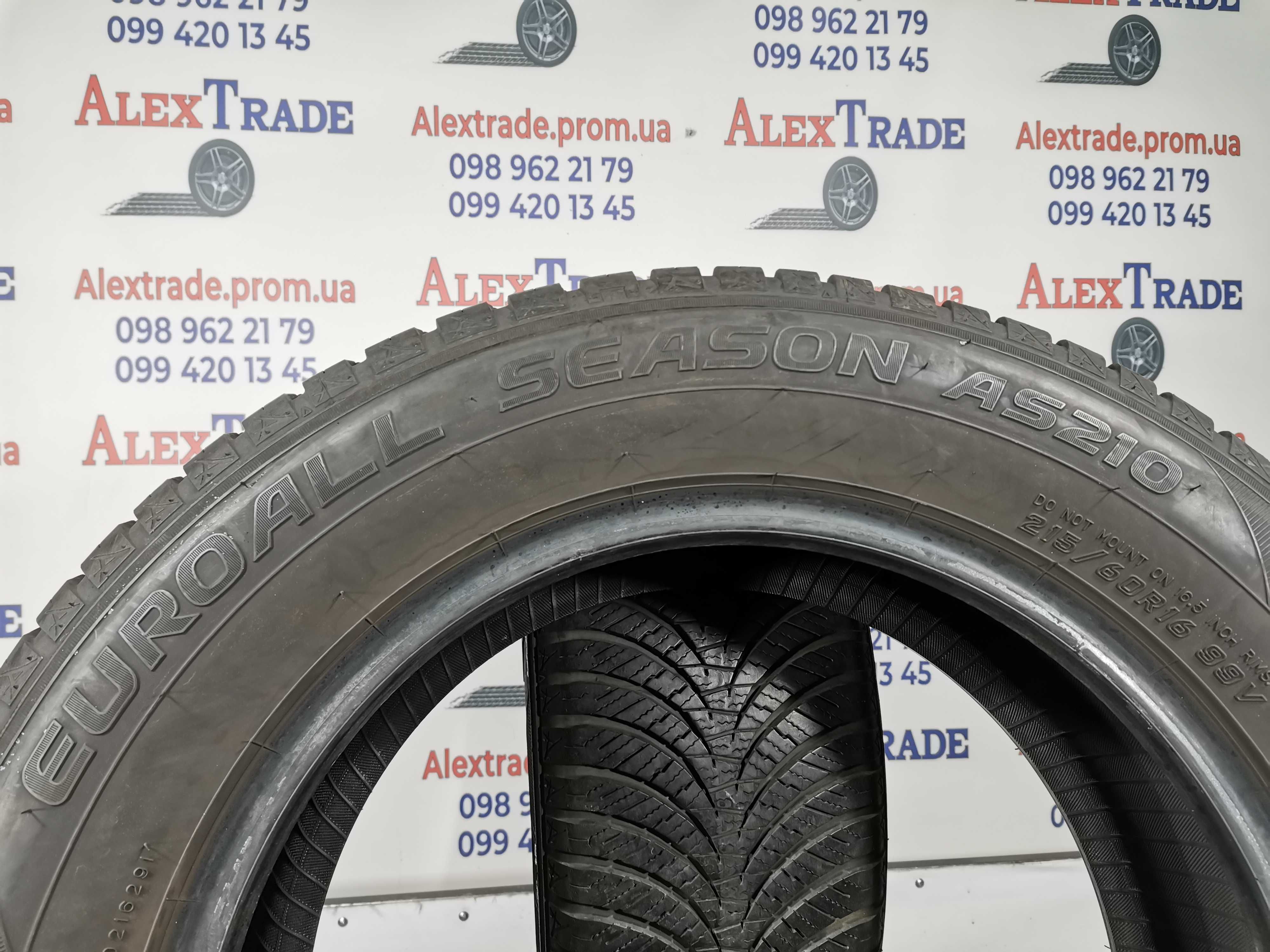 2 шт. 215/60 R16 Falken EuroAll Season AS210 шини б/у, 6-7 мм