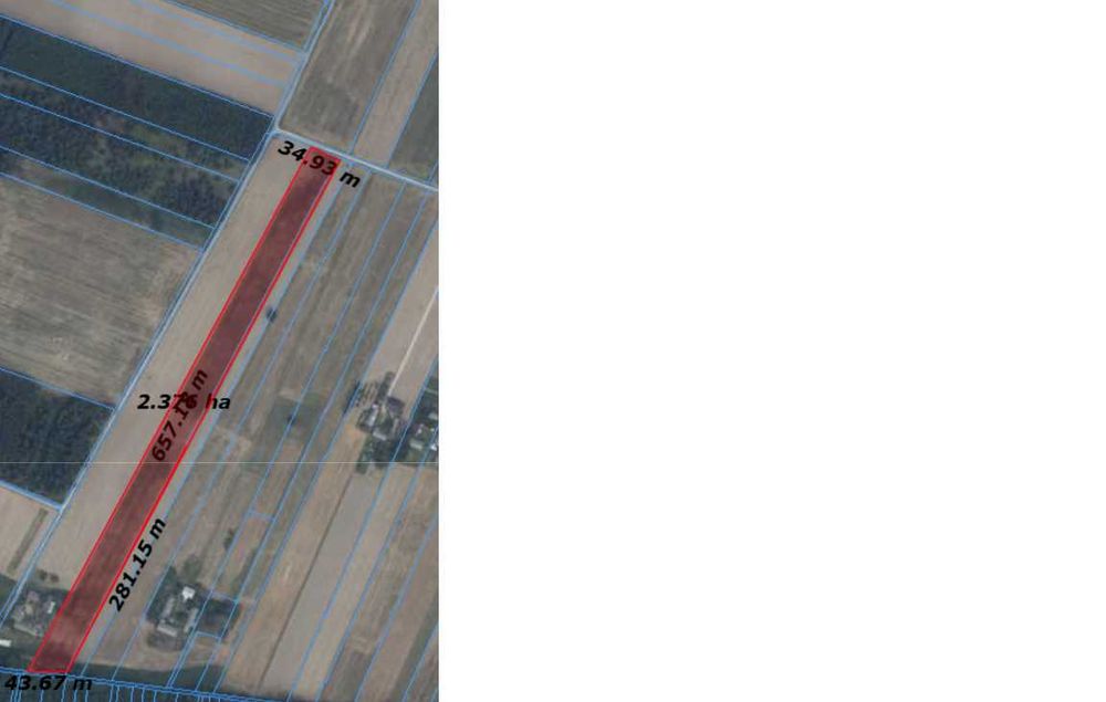 Działka 2,33 ha z możliwością zabudowy blisko miasta, asfaltowy dojazd