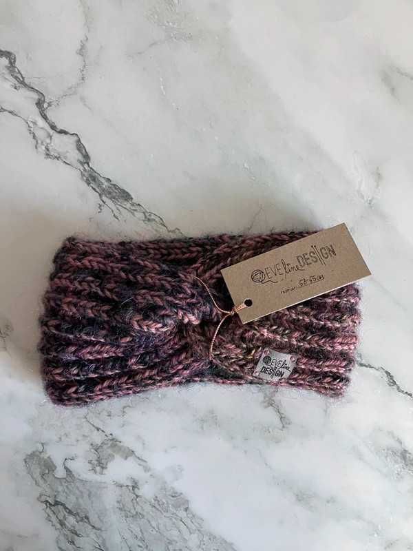 NOWA Damska opaska na uszy, obwód głowy 53-55 cm - rękodzieło