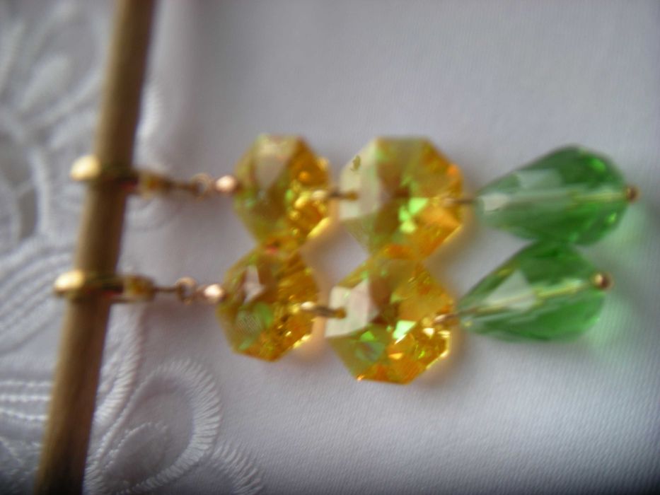 kolczyki 7cm żółte kryształy Swarovski bigle stal