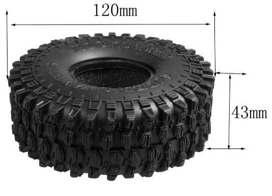 Nowe 4 opony RC 1.9'' 120x43mm + pianki 1/10 TRX SCX MN miękka guma