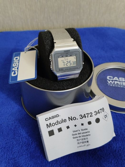 Часы Casio A700 Наручные, тонкие, ремешок, браслет миланская петля.