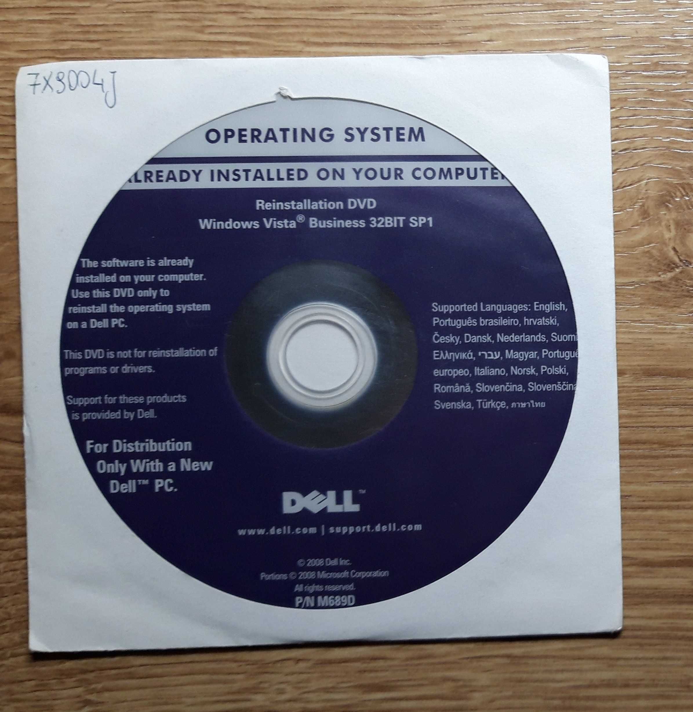 Windows Vista Business DVD Płyta instalacyjna 32bit 64bit nośnik DELL