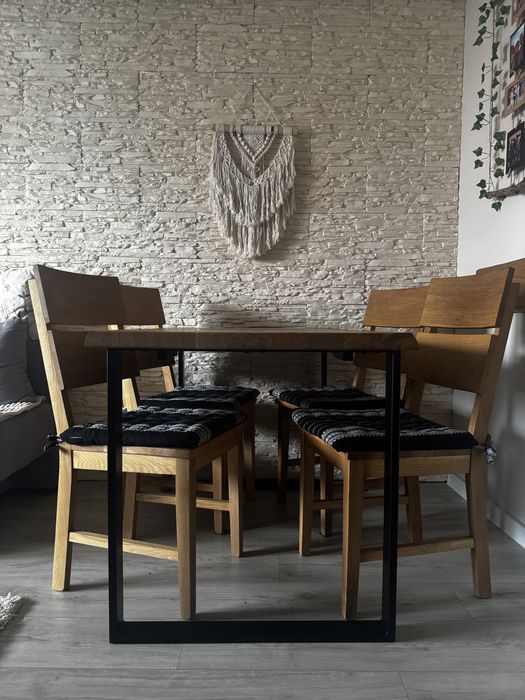 Stół dębowy + krzesła z pokrowcami GRATIS