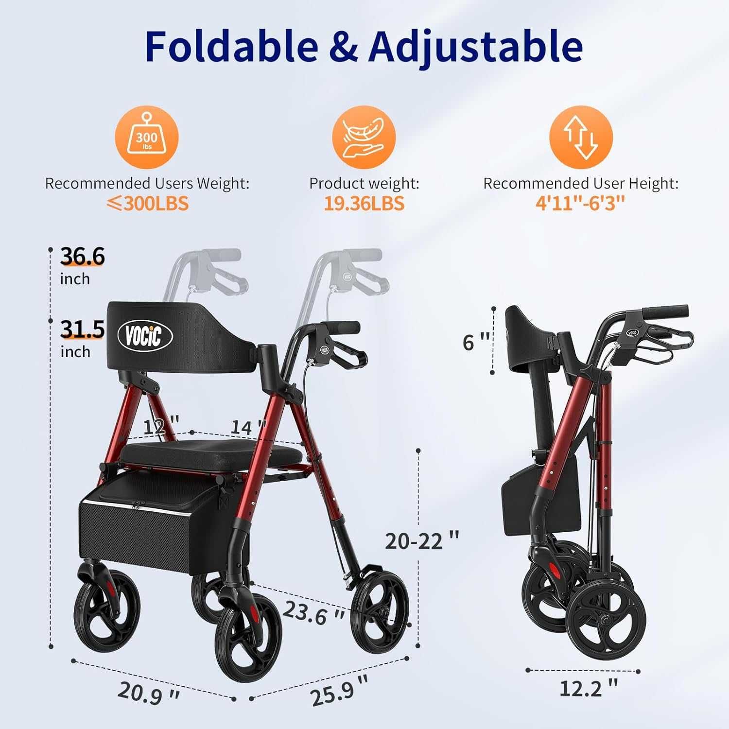 Aluminiowy chodzik VOCIC Rollator