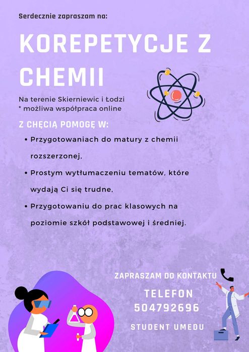 Korepetycje chemia student stomatologii liceum i podstawówka